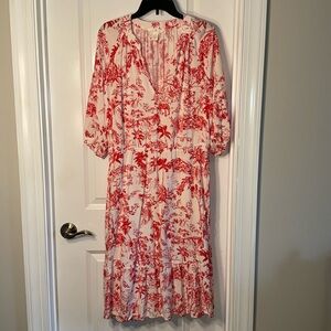 H&M DRESS! Ivory and Red color. Size Medium. Great condition. Drawstring sides.